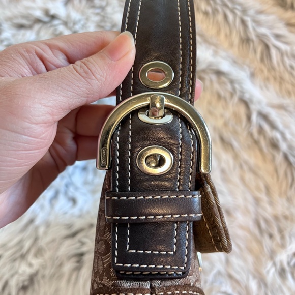 Coach Vintage Y2k Soho Brown Mini Leather Signature Jacquard Shoulder Purse Bag - Picture 6 of 11